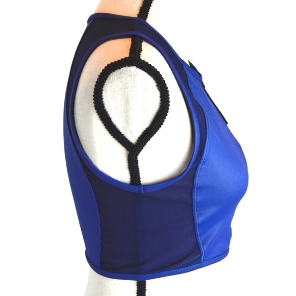 Good American The Power Full Zip Sports Bra, Size 2 (Medium), 2 Tone Blue - Picture 3 of 8